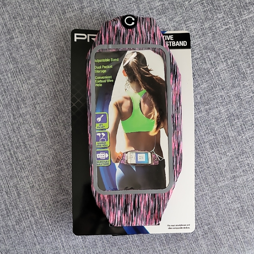 Pro Strength Active Waistband Phone Holder Pink Gray New